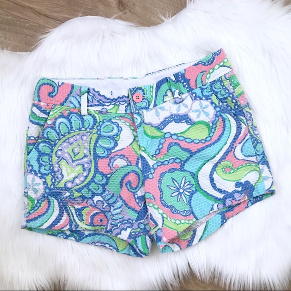 NEW Lilly Pulitzer CALLAHAN SHORT Multi Conch Republic Blue Pink Green Fish 2 4